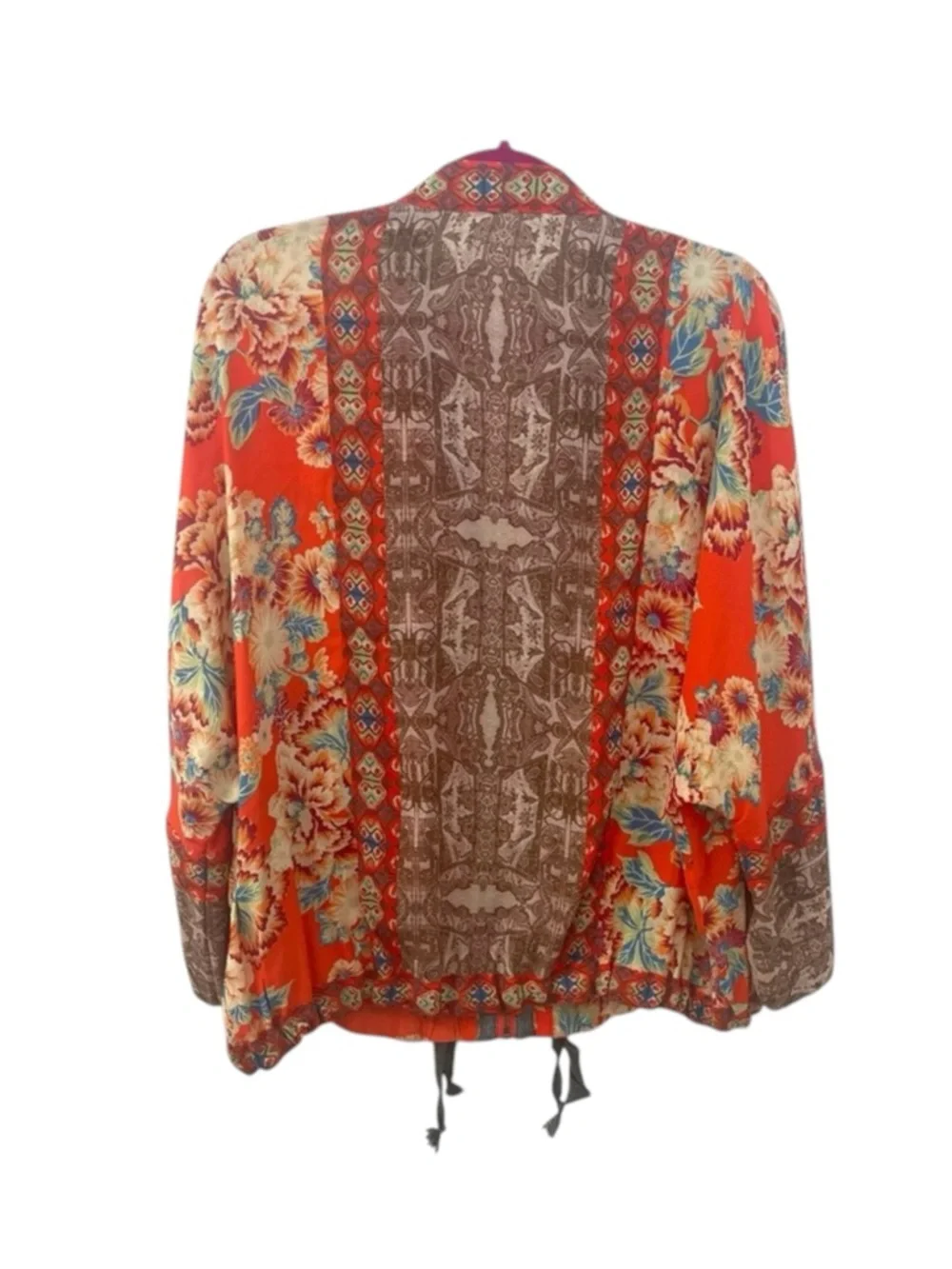 Free People ✿ Wildflower Cinch Kimono Jacket ✿ Tangerine Floral Print ✿ XS S ✿